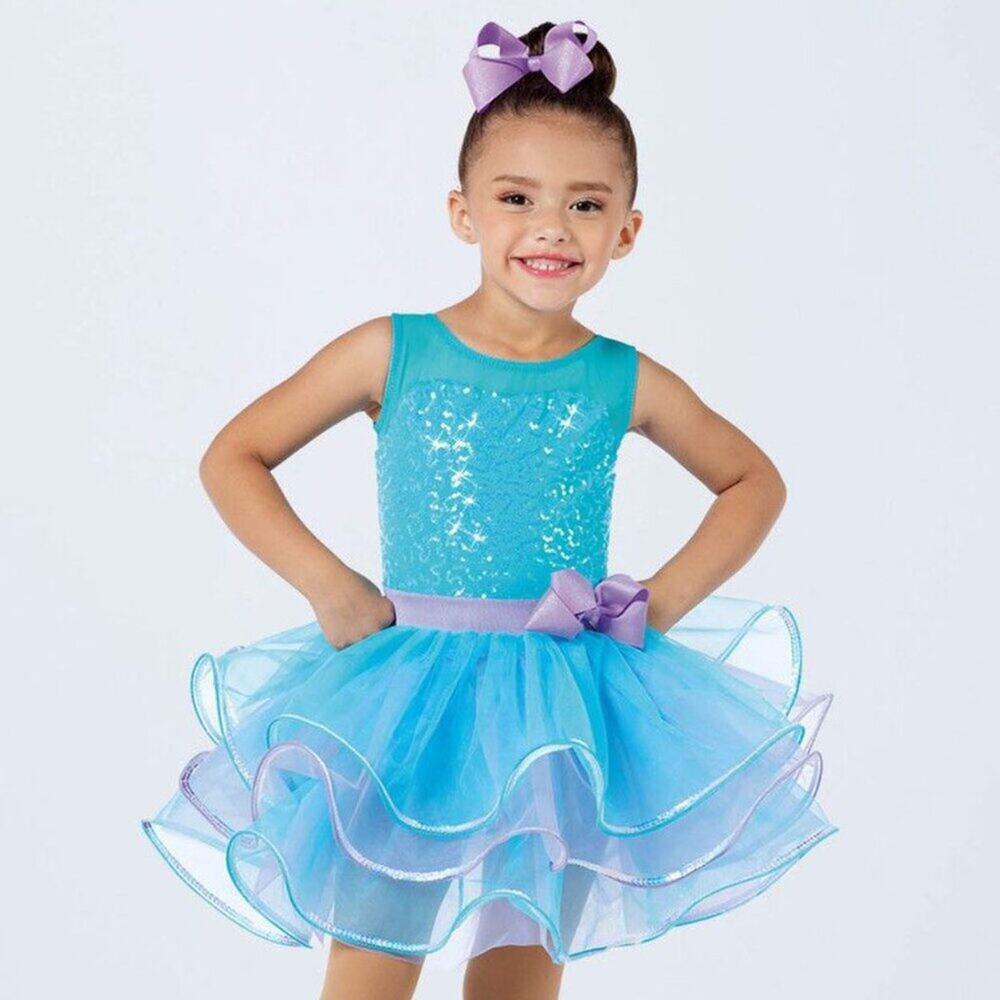 NWOT Weissman Girl's Wiggle Wiggle Wiggle Dress Dance Costume in Blue